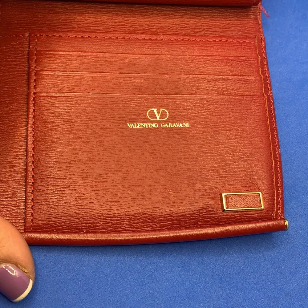 Valentino Garavani blood RED Leather‎ Long Bifold